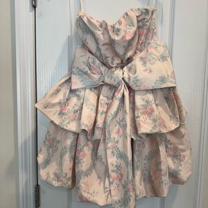 Loveshack Fancy Gallant Strapless Dress with Bow Peach Promise